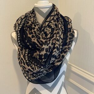 Elegant Black and Tan Aztec Print Fashion Scarf / Wrap